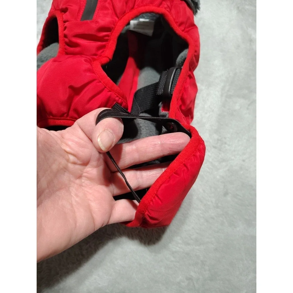 QBLEEV Dog Coat Small Red Reflective Fur Lined Warm‎ Adjustable Outdoor Walks